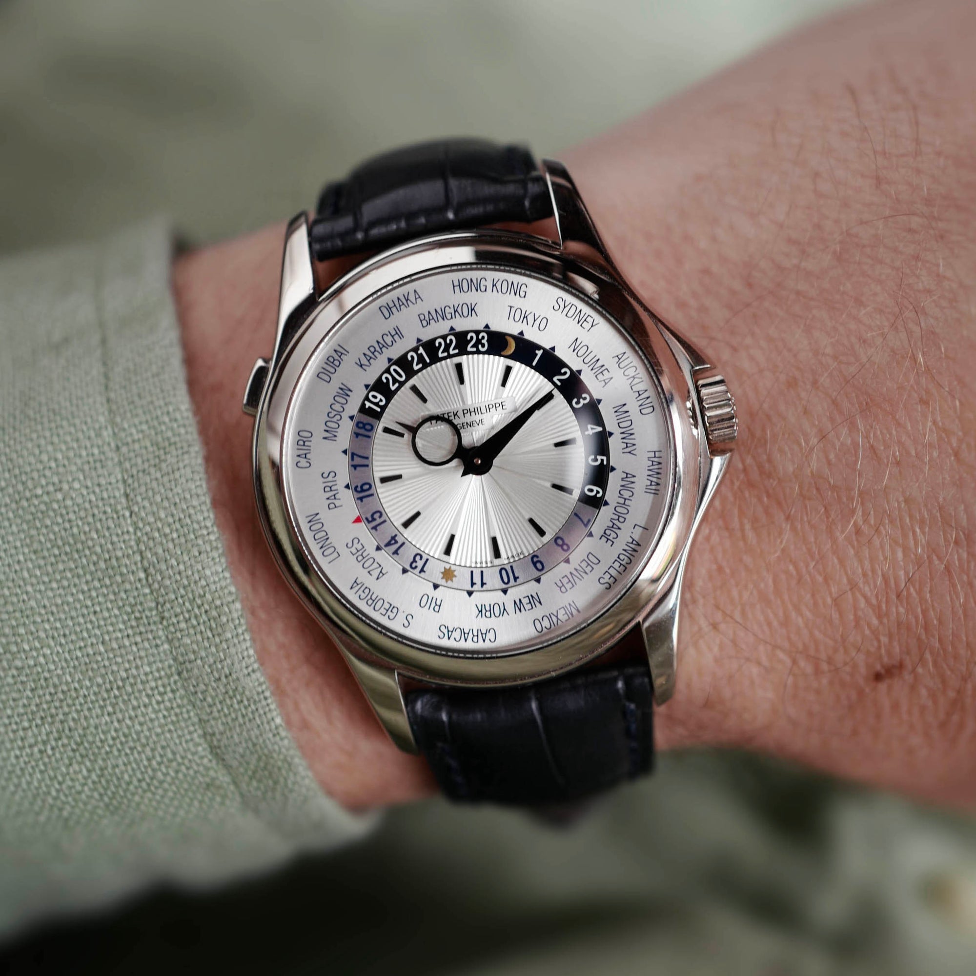 Explore the Patek Philippe 5130P: Iconic White Gold World Time Watch